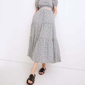 Madewell Button-Front Tiered Maxi Skirt in Florentine Floral